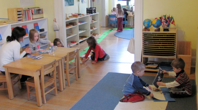 Children working at their own pace in a Montessori Classroom